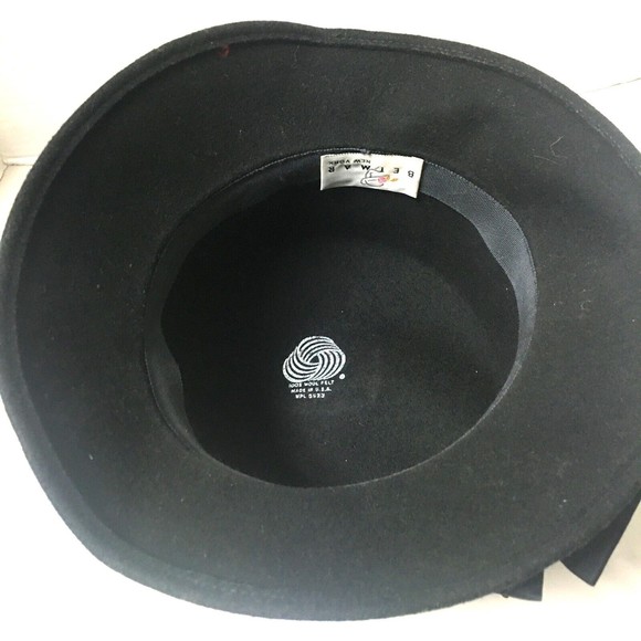 Vintage 1920s Flapper Style Hat 100% wool Black Ribbon Detail Betmar New York - Picture 5 of 9